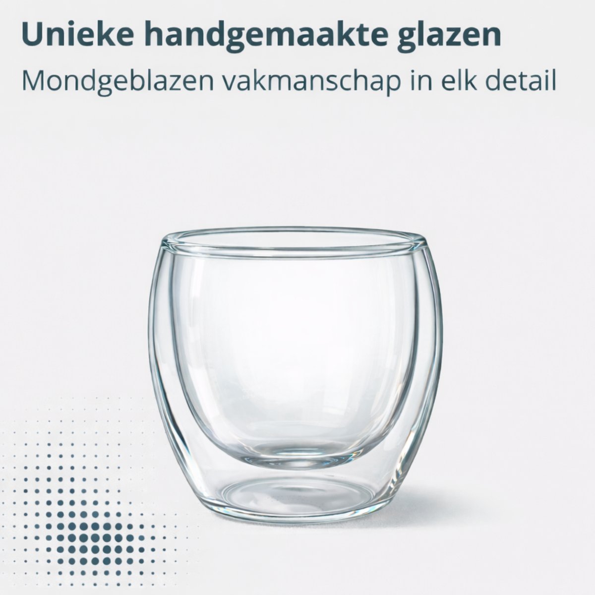 Leeg handgemaakt dubbelwandig glas van 250 ml, mondgeblazen