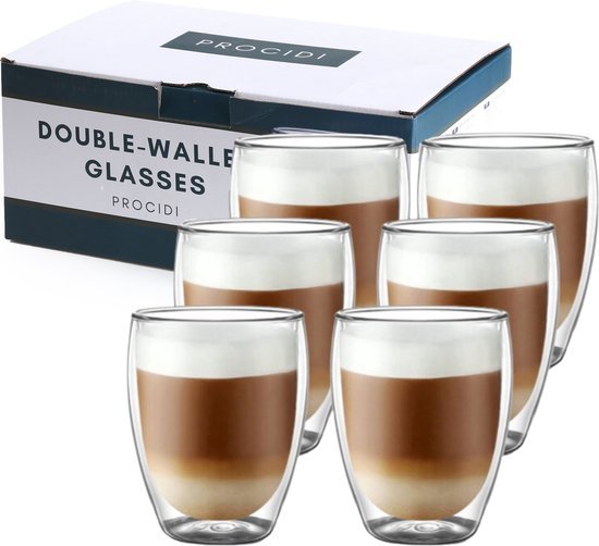 Procidi® Dubbelwandige Glazen - 6 stuks - 350 ml - Procidi