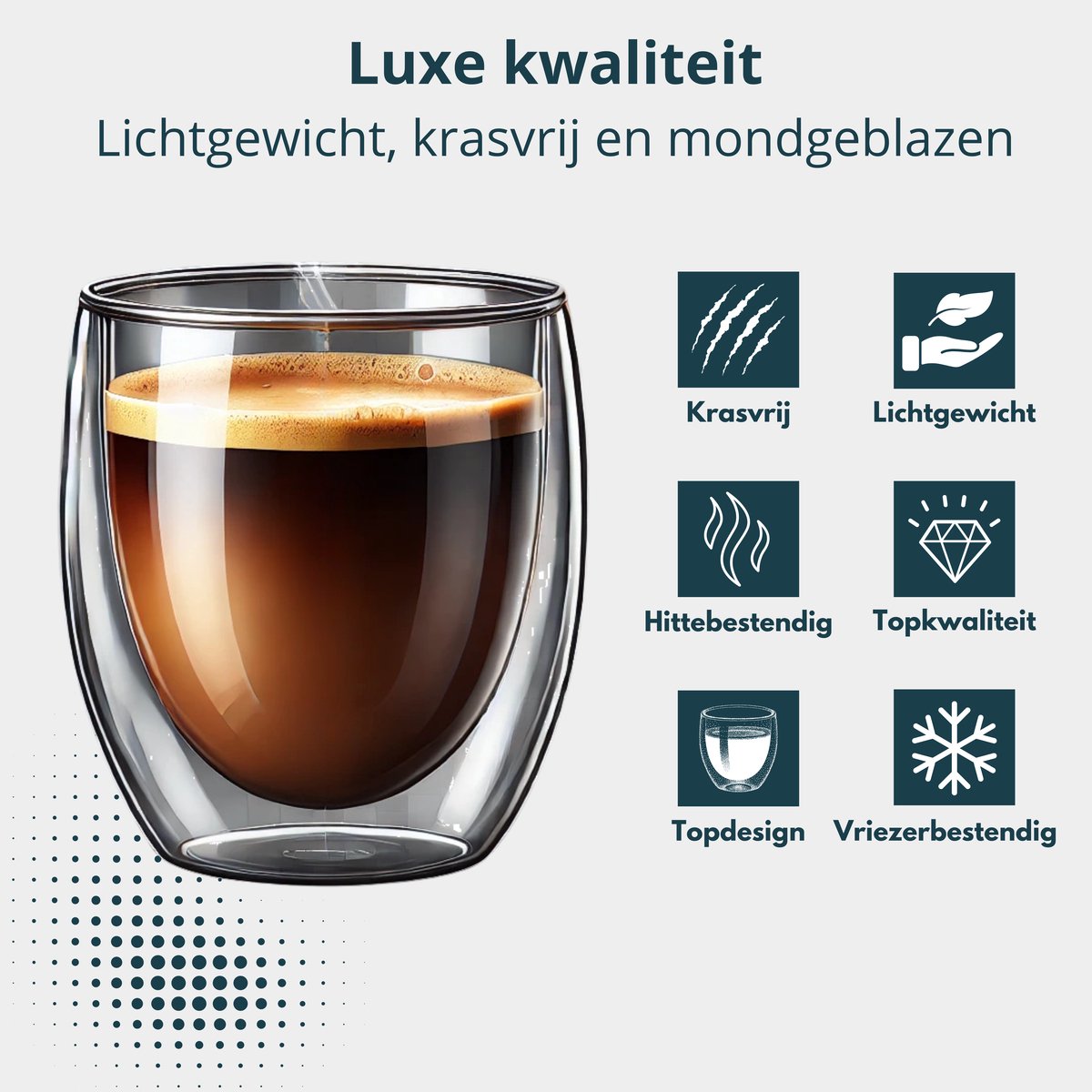 Procidi glas 250 ml: luxe kwaliteit, lichtgewicht, krasvrij, mondgeblazen, hittebestendig en vriezerbestendig