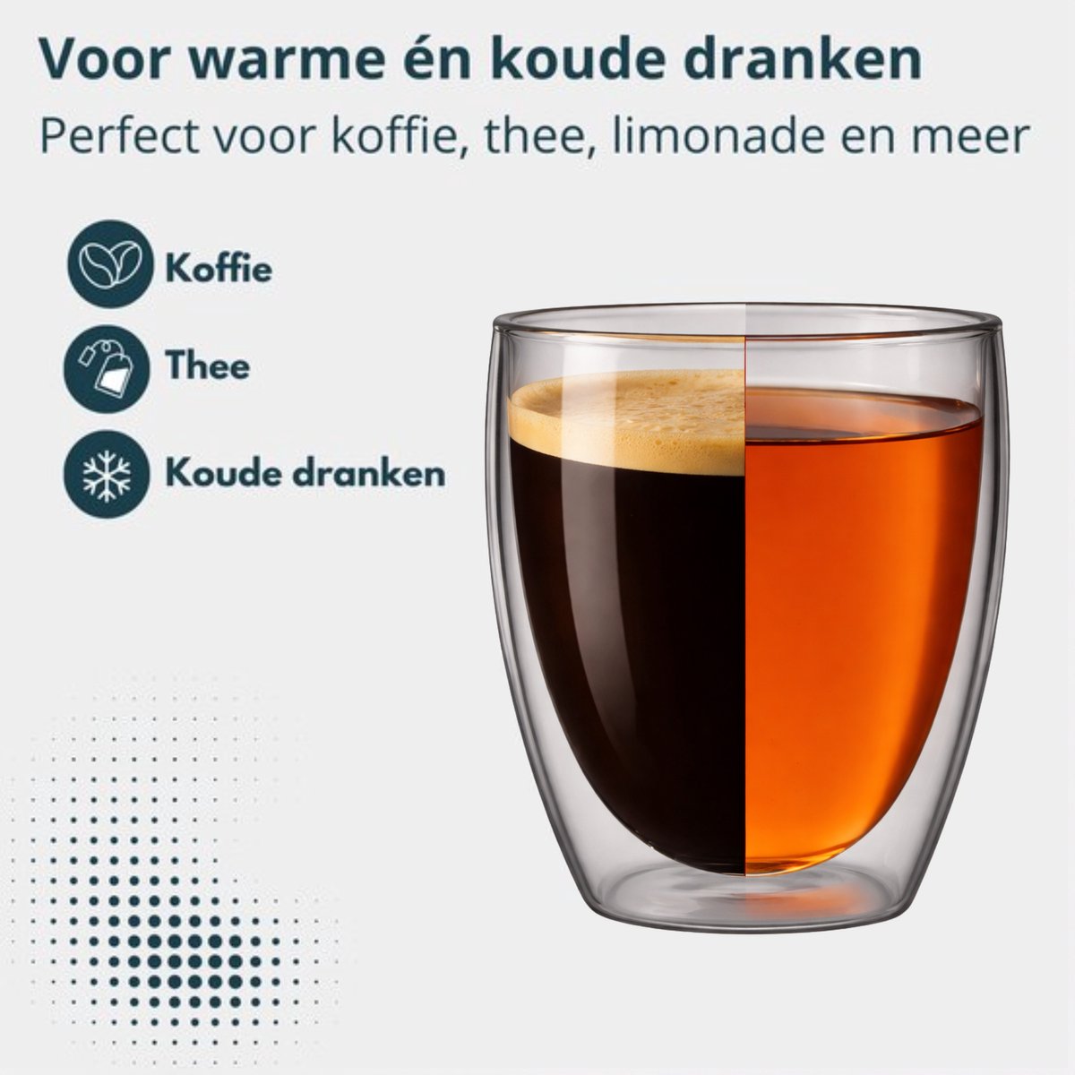 Procidi glas 350 ml voor warme en koude dranken: koffie, thee en limonade