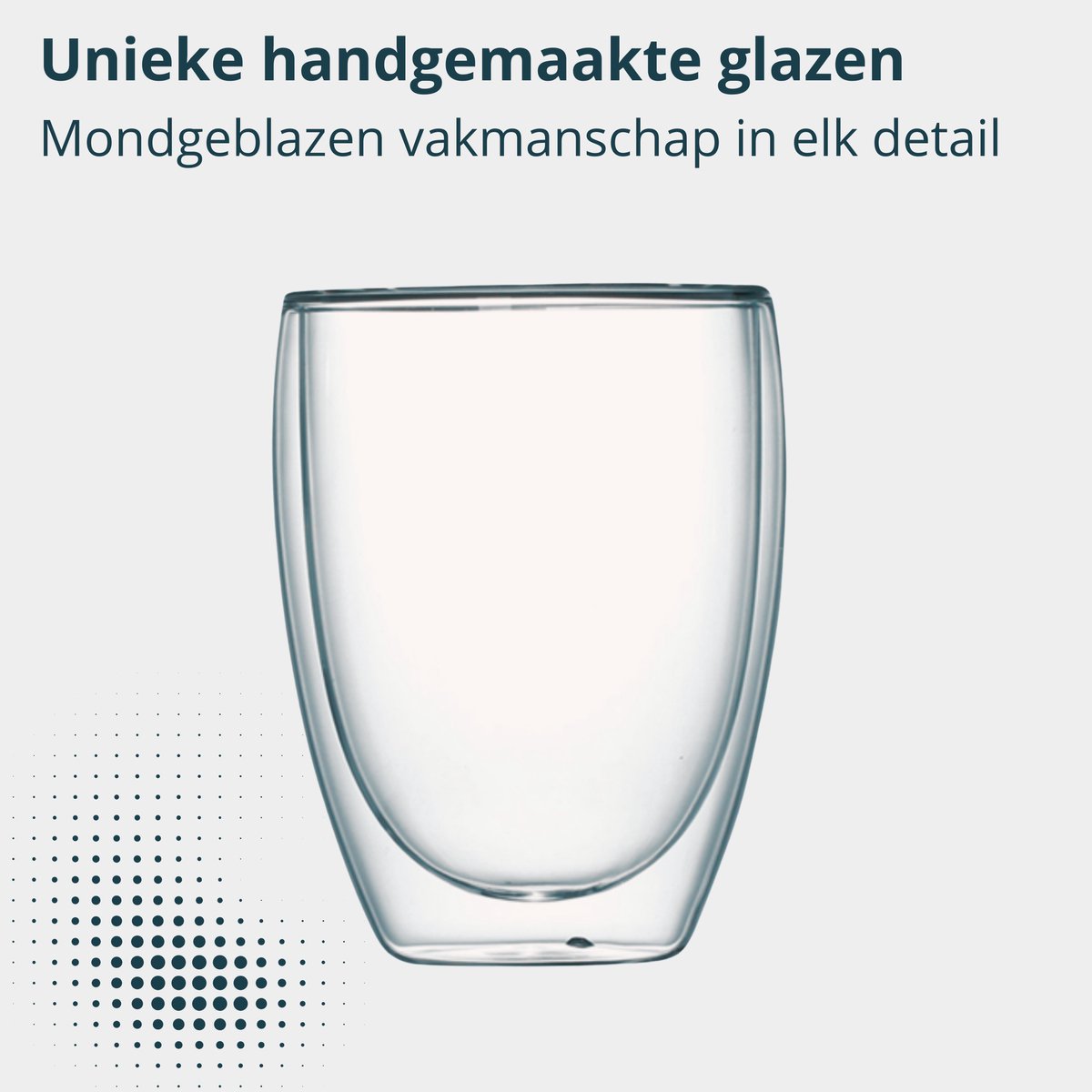 Leeg handgemaakt dubbelwandig glas van 350 ml, mondgeblazen