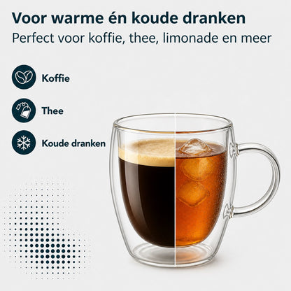 Procidi glas met oor 250 ml voor warme en koude dranken: koffie, thee en ijsthee