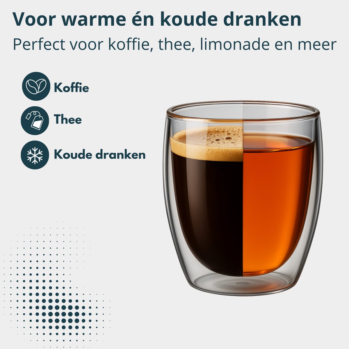 Procidi glas 250 ml voor warme en koude dranken: koffie, thee en limonade