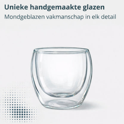 Leeg handgemaakt dubbelwandig glas van 250 ml, mondgeblazen