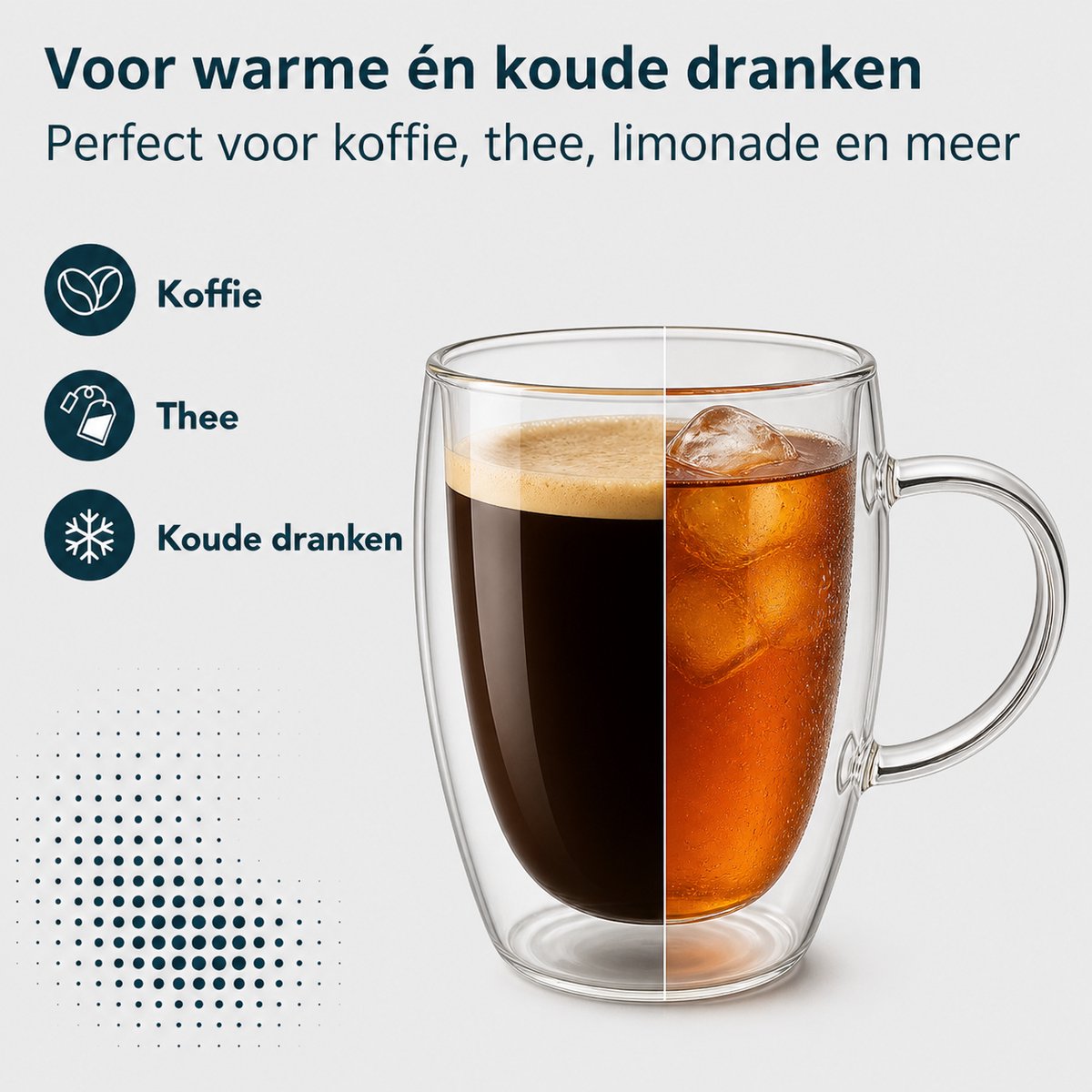 Procidi glas met oor 350 ml voor warme en koude dranken: koffie, thee en ijsthee